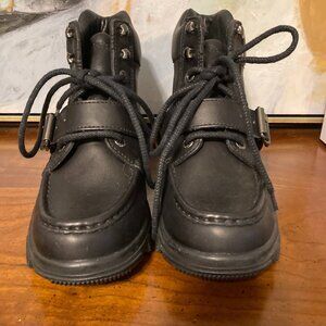 Polo Ralph Lauren Sport Womens 8 Motorcycle Black Leather Boots Ankle Buckle